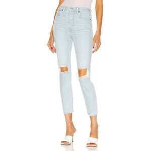 NEW RE/DONE 90s high rise ankle crop jeans in destroyed icy blue